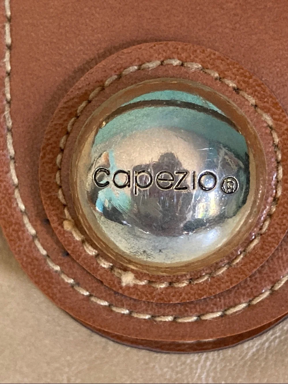 Vintage 80s Capezio Doctor Bag Handbag Beige Brown Frame Satchel Purse 14 x 7.5